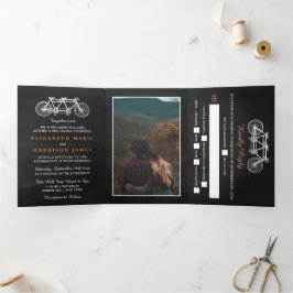 Invitación Tríptica Bicicleta Tandem En Chalkboard Boda Suite