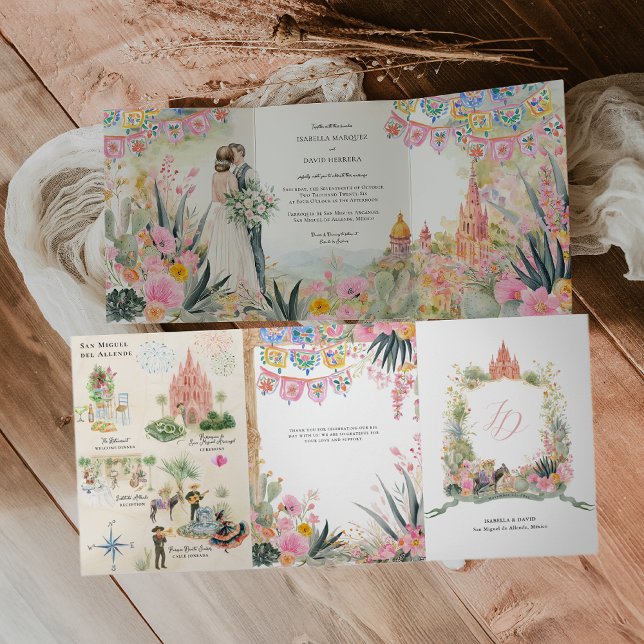 Invitación Tríptica Boda acuarela de San Miguel de Allende (Subido por el creador)