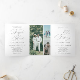 Invitación Tríptica Boda bilingüe inglés de Nuestra Boda