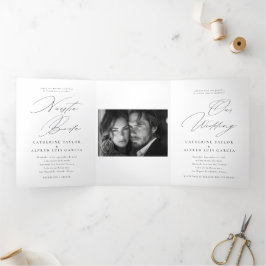 Invitación Tríptica Boda bilingüe inglés de Nuestra Boda