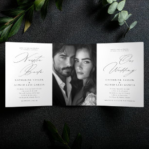 Invitación Tríptica Boda bilingüe inglés de Nuestra Boda