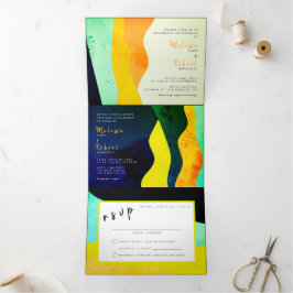 Invitación Tríptica Boda bilingüe - Jewel All in One Invitation