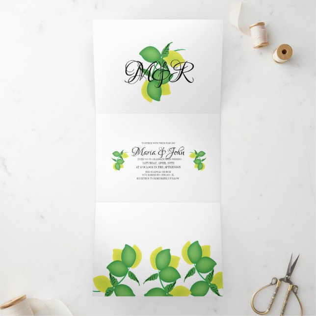 Invitación Tríptica Boda Bold Lemon Limoncillo (Interior)