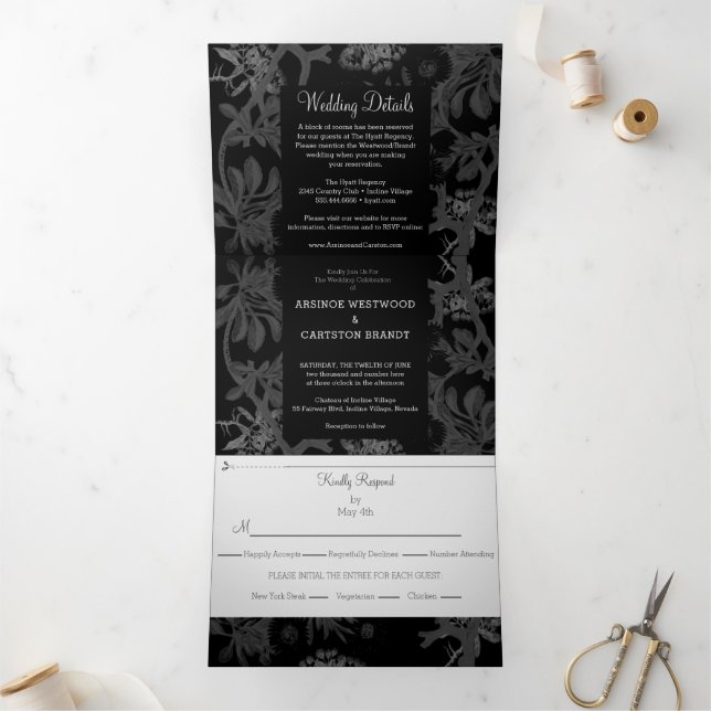 Invitación Tríptica Boda botánico encantador (Interior)