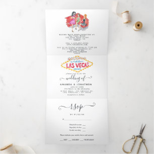 Invitación Tríptica Boda caprichosa de Las Vegas