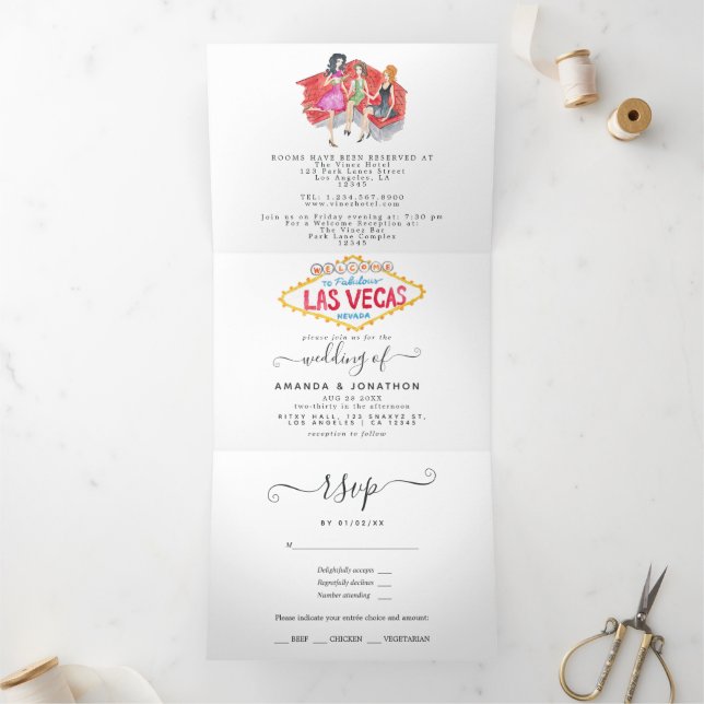Invitación Tríptica Boda caprichoso de Las Vegas (Interior)