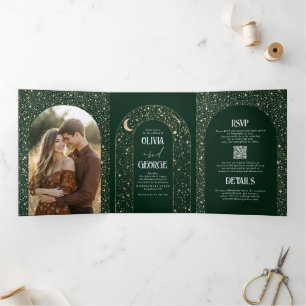 Invitación Tríptica Boda celestial de la Luna y las Estrellas