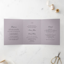 Invitación Tríptica Boda Clásica Lila Polvorienta Limpia