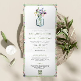 Invitación Tríptica Boda con código QR todo en uno en tarro de Mason d