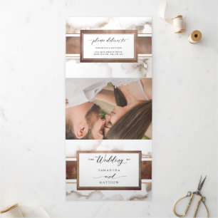 Invitación Tríptica Boda con RSVP, Foto, color de agua de los tonos de