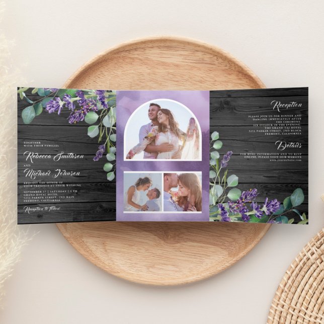 Invitación Tríptica Boda de arco fotográfico de Eucalyptus Lavender de (Subido por el creador)