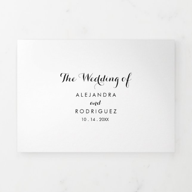 Invitación Tríptica Boda de caligrafía moderna (Foto de portada)