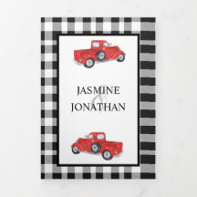 Boda de Camión Rojo de Buffalo Blanco y Negro