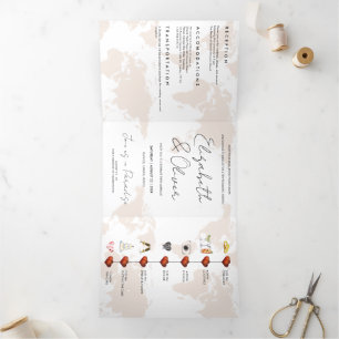 Invitación Tríptica Boda de destino