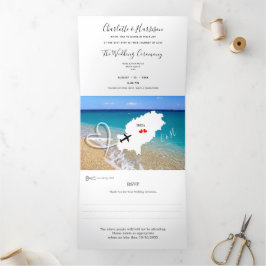 Invitación Tríptica Boda de destino Boda de Ibiza