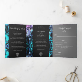 Invitación Tríptica Boda de encantamiento colorido