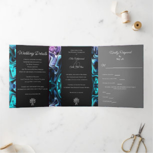 Invitación Tríptica Boda de encantamiento colorido