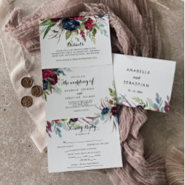 Invitación Tríptica Boda de flores de Boho de lujo y capricho