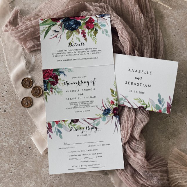 Invitación Tríptica Boda de flores de Boho de lujo y capricho (Subido por el creador)