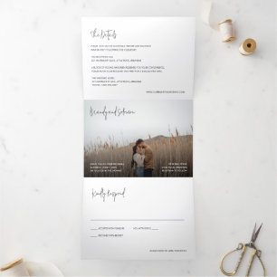 Invitación Tríptica Boda de Foto Elegante Moderna