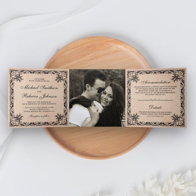 Invitación Tríptica Boda de fotos de bupintería de orilla de buganta f (Subido por el creador)