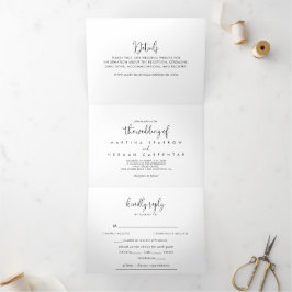 Invitación Tríptica Boda de guión elegante de caligrafía
