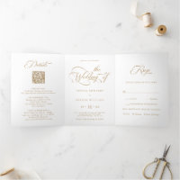 Boda de guiones de estilo elegante dorado y blanco