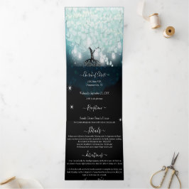 Invitación Tríptica Boda de hoja azul de corazón de Rubor en un solo m