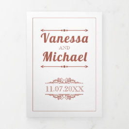 Invitación Tríptica Boda de la tipografía y elementos de la cosecha de