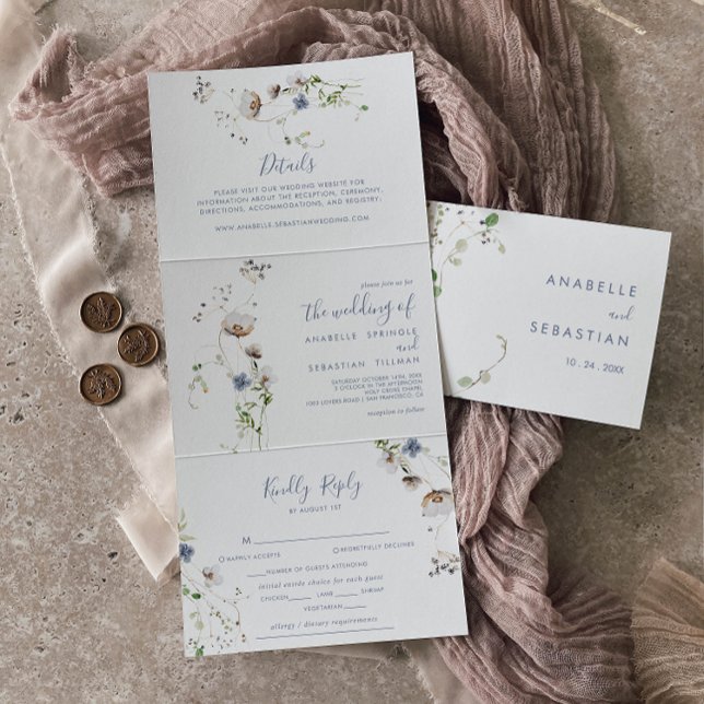 Invitación Tríptica Boda de la triple floral silvestre (Subido por el creador)