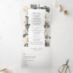 Invitación Tríptica Boda de playa de Moda tópica triple-doble