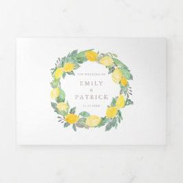 Invitación Tríptica Boda de verano del árbol de limón de color de agua