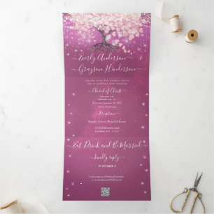 Invitación Tríptica Boda del árbol de hoja en forma de corazón encanta