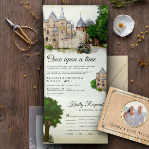 Invitación Tríptica Boda del libro de historias del castillo de cuento