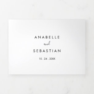 Invitación Tríptica Boda del triple blanco y negro