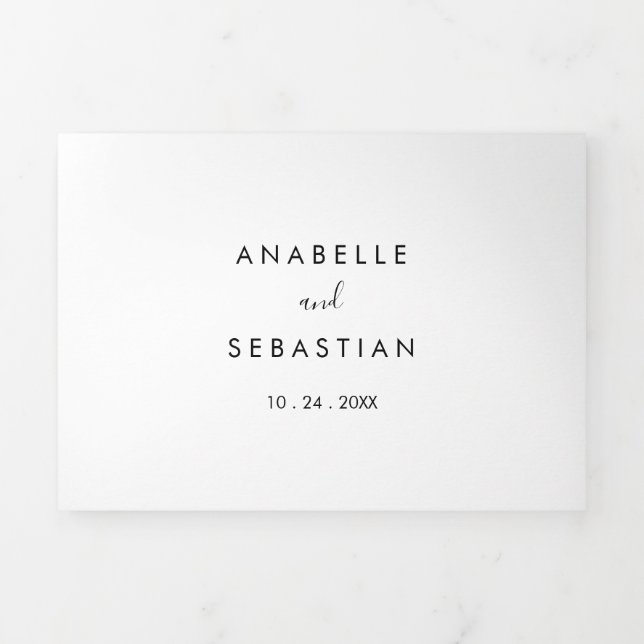 Invitación Tríptica Boda del triple blanco y negro (Foto de portada)