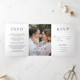 Invitación Tríptica Boda Editorial de Fotos Moderna