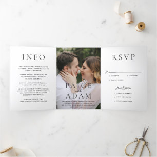 Invitación Tríptica Boda Editorial de Fotos Moderna