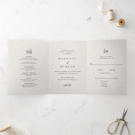 Invitación Tríptica Boda elegante atemporal en beige neutro