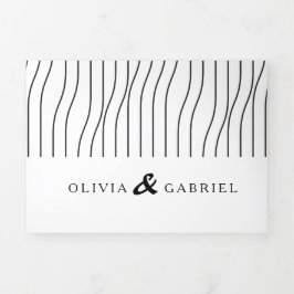 Invitación Tríptica Boda elegante blanco y negro simple