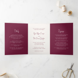 Invitación Tríptica Boda elegante con letra manuscrita moderna de Borg