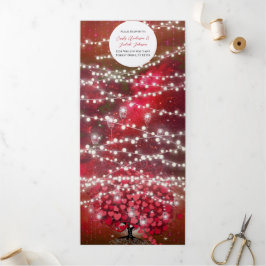 Invitación Tríptica Boda elegante de hoja de corazón rojo y rosa todo 