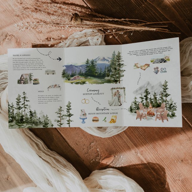 Invitación Tríptica Boda elegante de Mount Rainier (Subido por el creador)