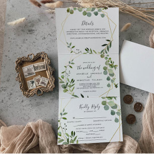 Invitación Tríptica Boda Eucalyptus