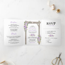 Boda floral acuarela púrpura rústica 3 en 1