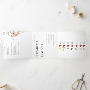 Invitación Tríptica Boda Floral de flores silvestres