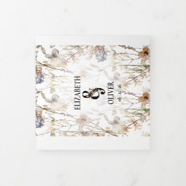 Invitación Tríptica Boda Floral de flores silvestres