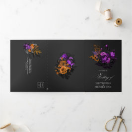 Invitación Tríptica Boda Floral Vintage Destartalada de Halloween