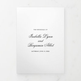 Invitación Tríptica Boda formal clásico tradicional negro y blanco
