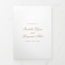 Invitación Tríptica Boda formal elegante de oro tradicional